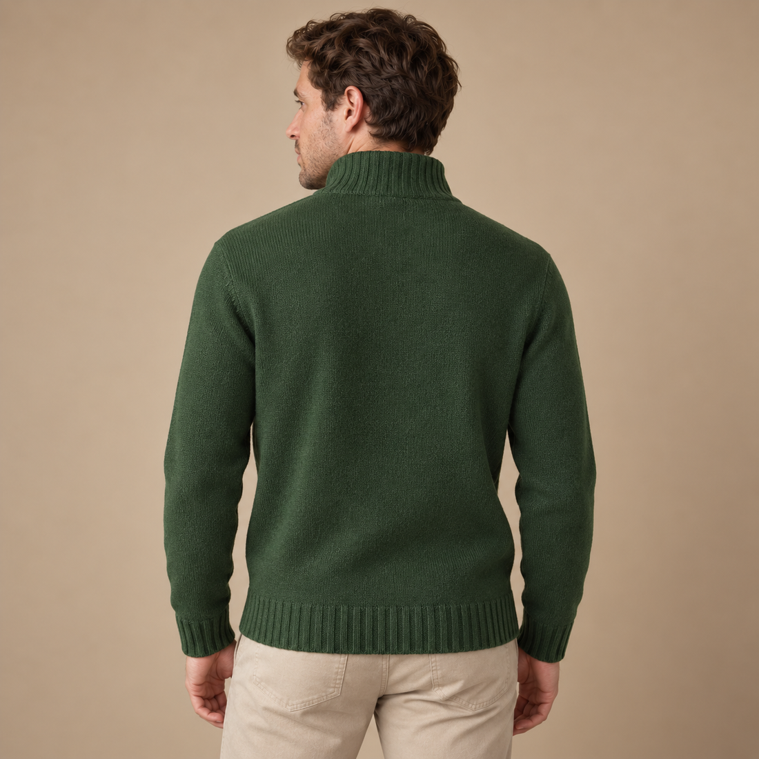 Herresweater med halv lynlås i slim fit