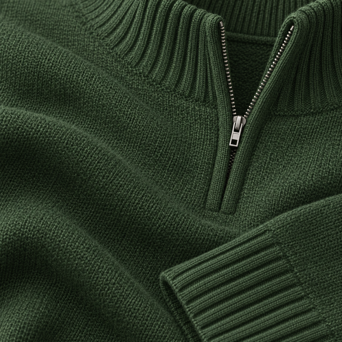Herresweater med halv lynlås i slim fit