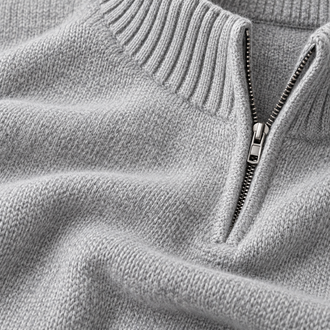 Herresweater med halv lynlås i slim fit