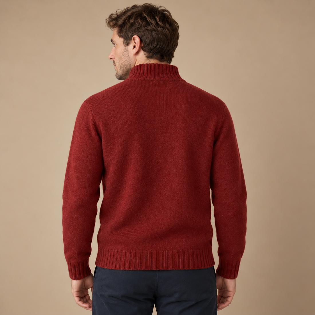 Herresweater med halv lynlås i slim fit