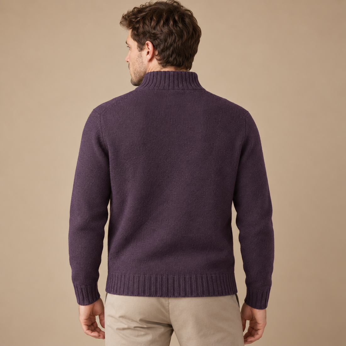 Herresweater med halv lynlås i slim fit