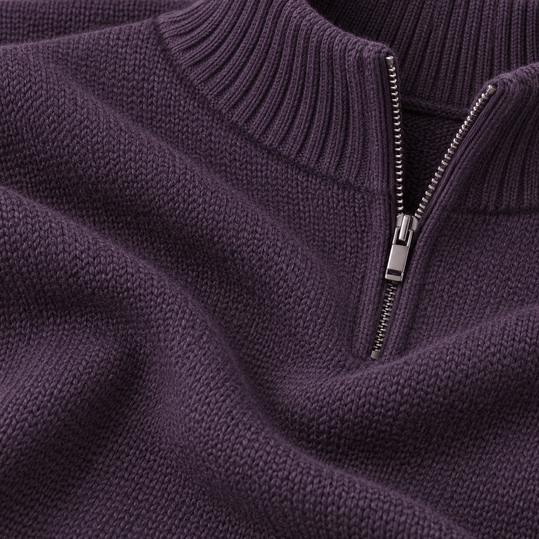 Herresweater med halv lynlås i slim fit