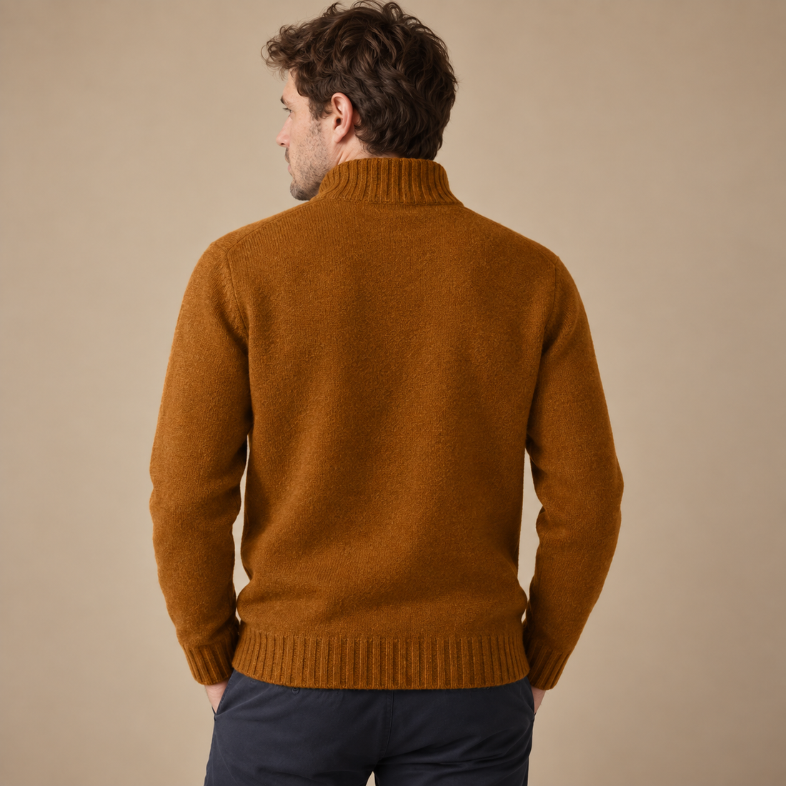 Herresweater med halv lynlås i slim fit