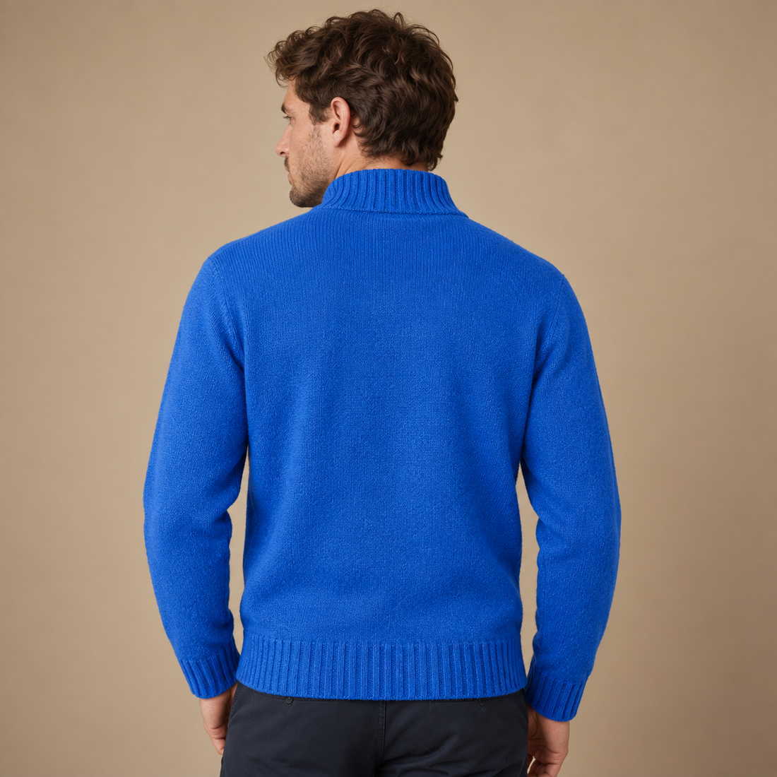 Herresweater med halv lynlås i slim fit