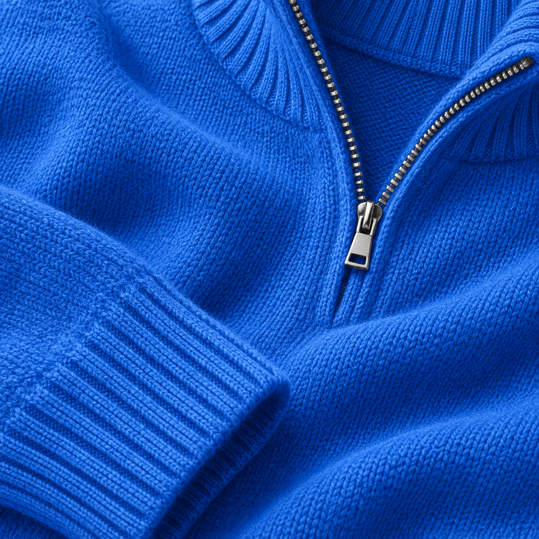 Herresweater med halv lynlås i slim fit