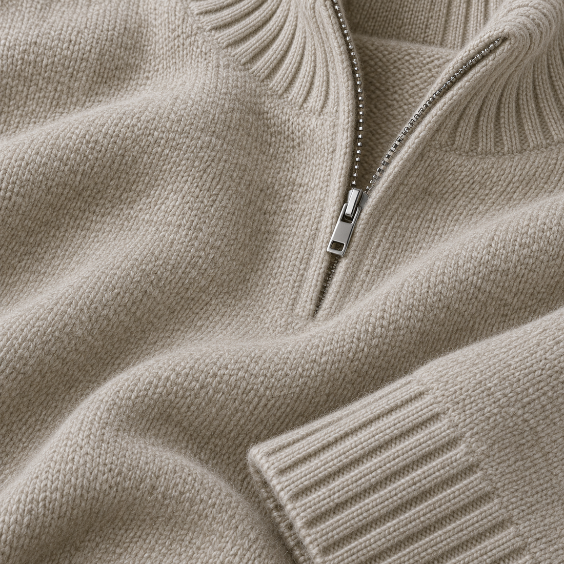 Herresweater med halv lynlås i slim fit