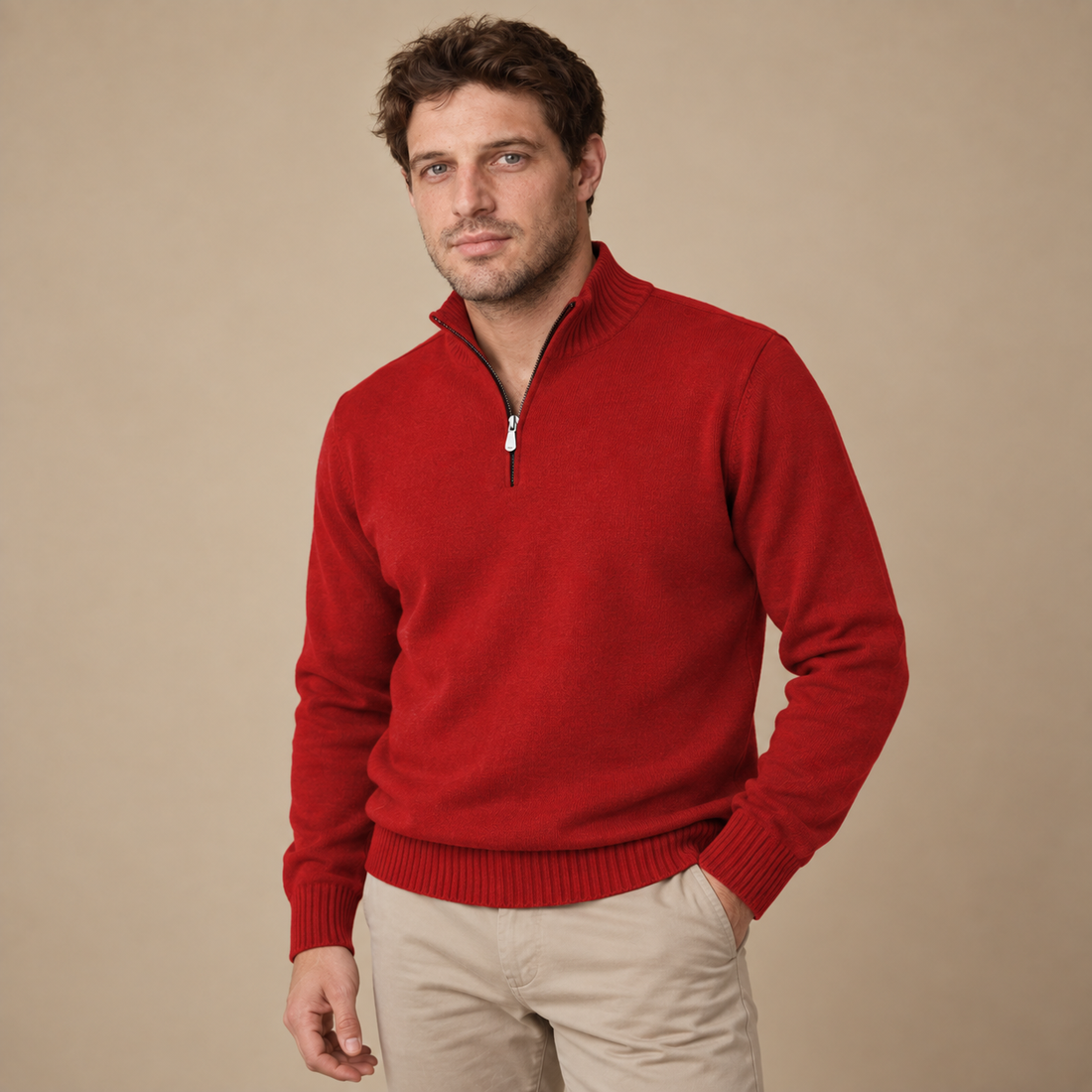 Let herresweater med lynlås