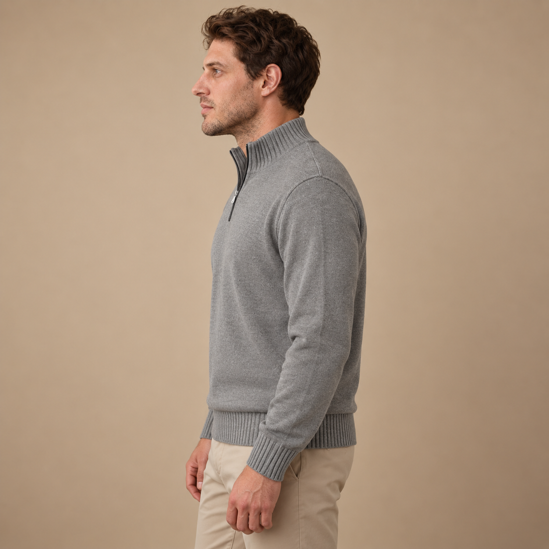 Let herresweater med lynlås