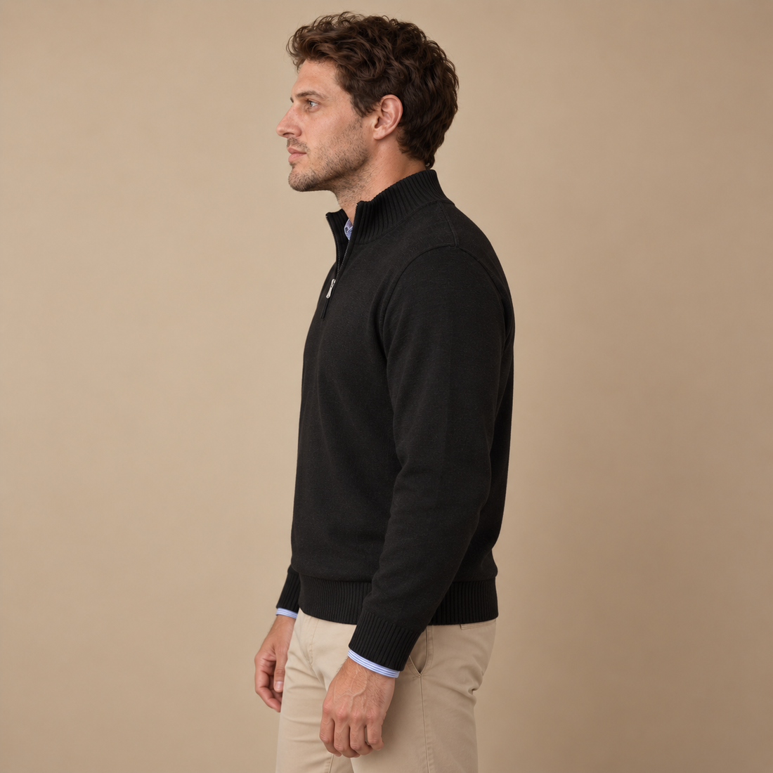 Let herresweater med lynlås