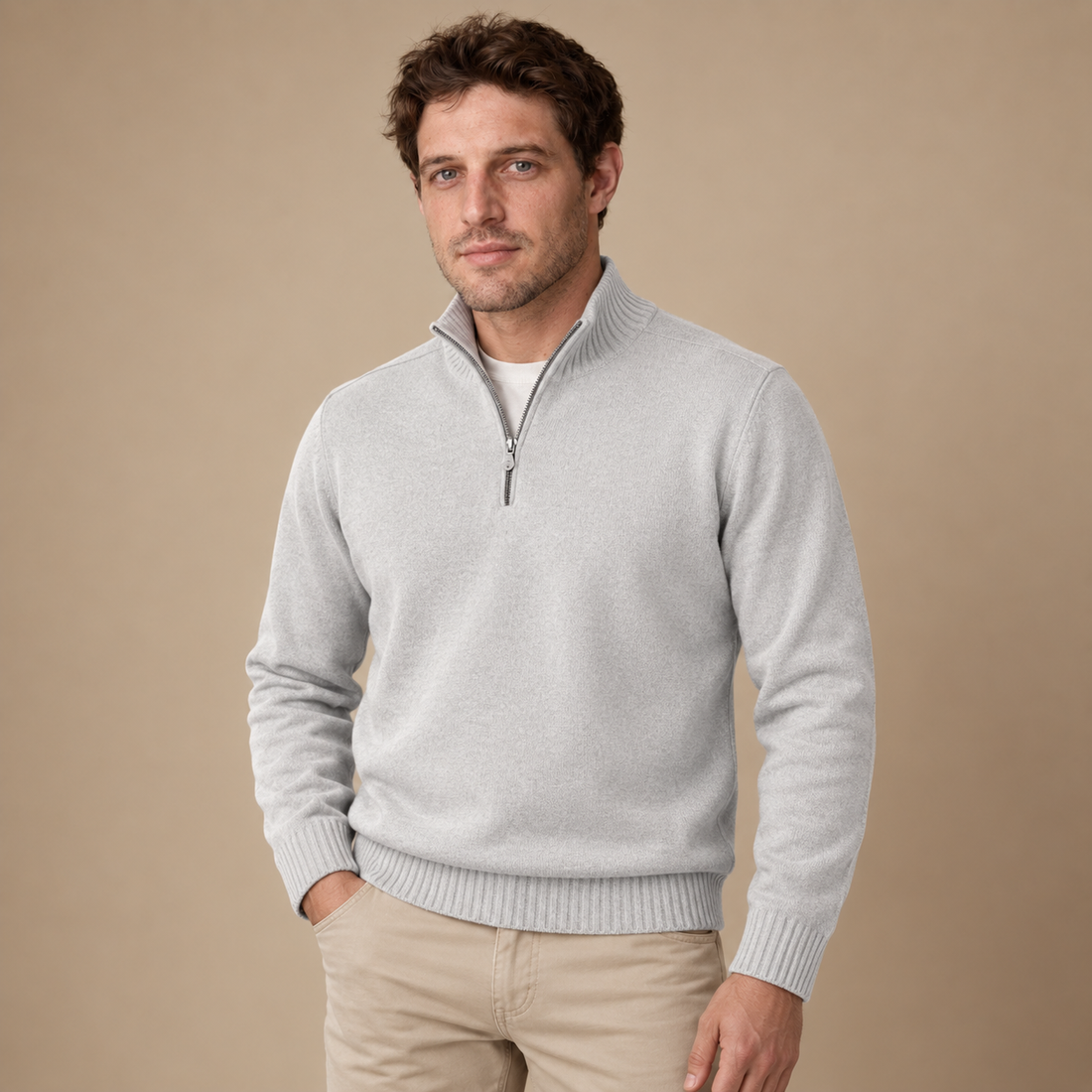 Let herresweater med lynlås