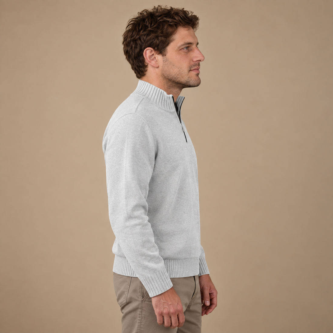 Let herresweater med lynlås