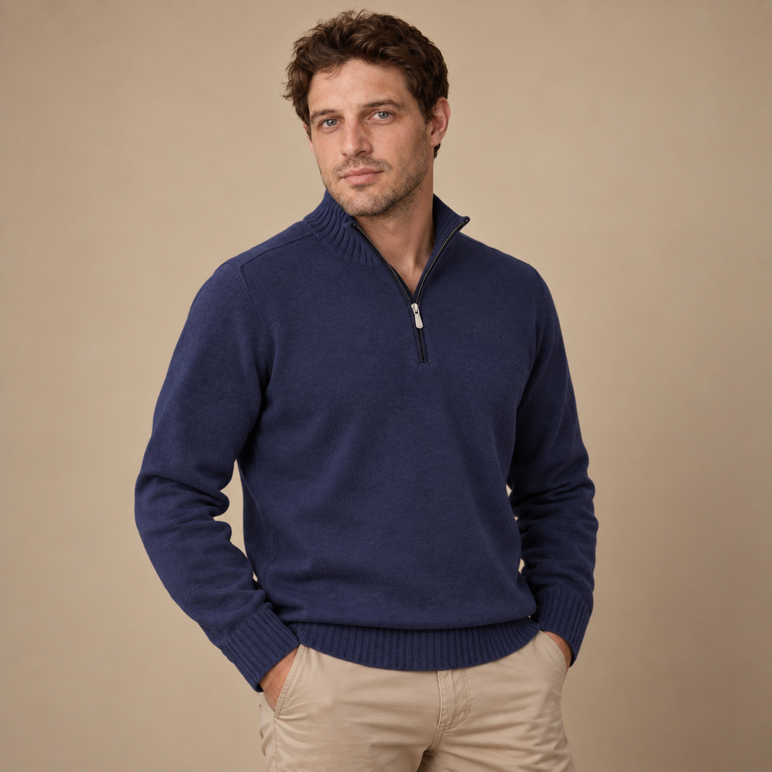 Let herresweater med lynlås