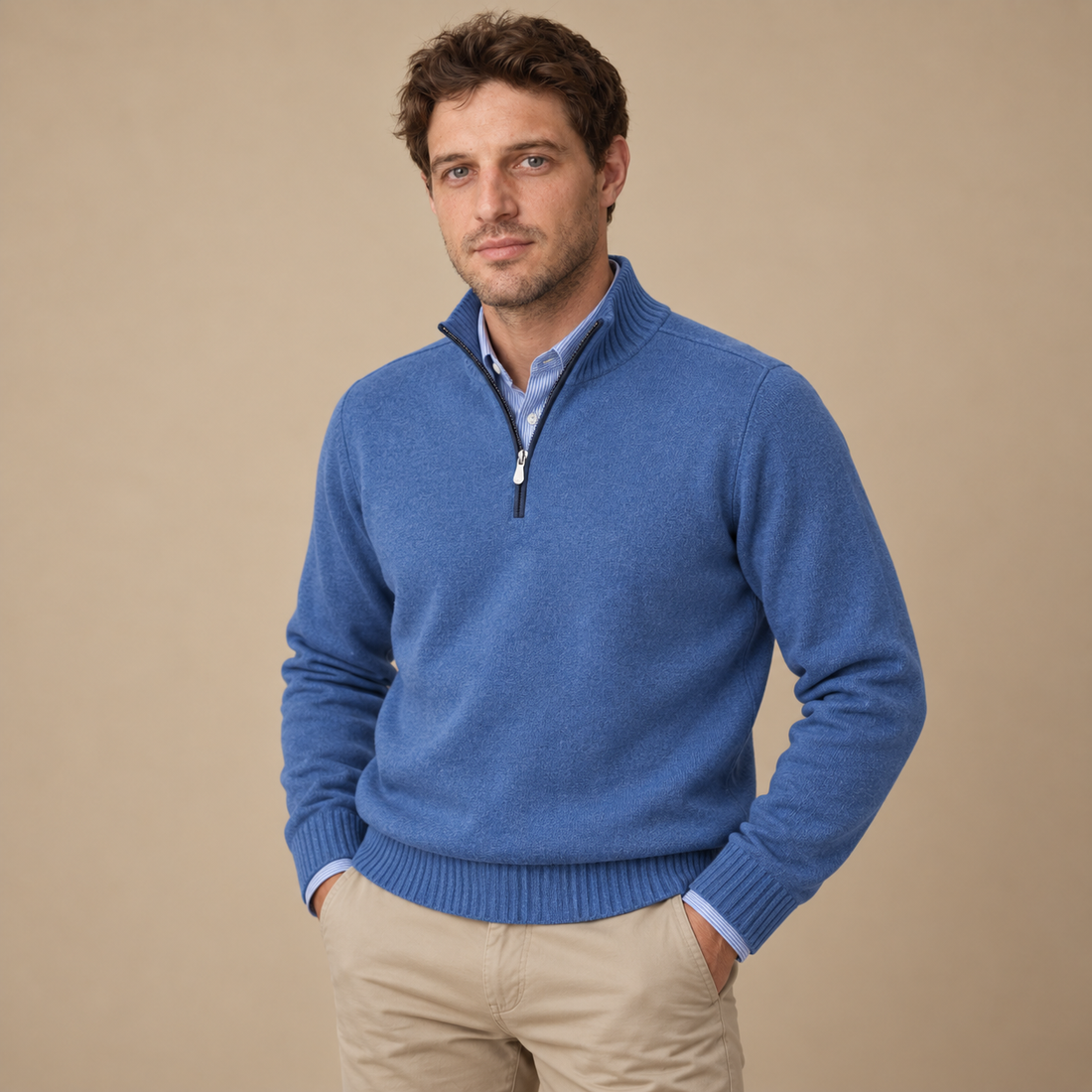 Let herresweater med lynlås