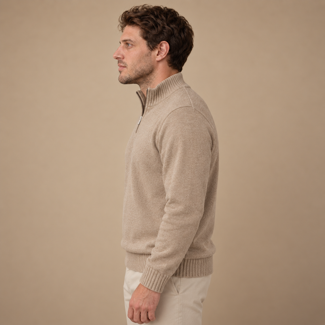 Let herresweater med lynlås
