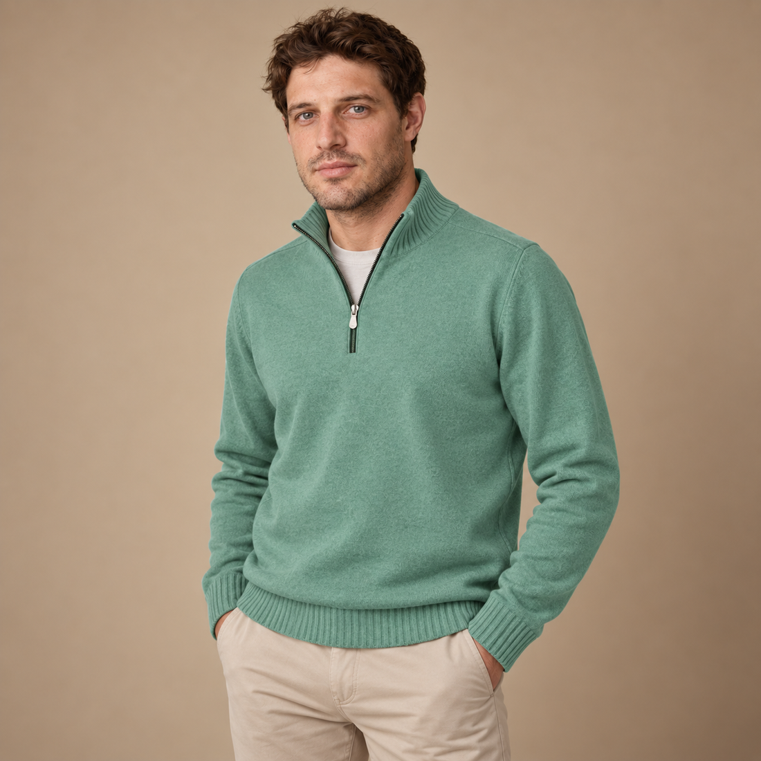 Let herresweater med lynlås
