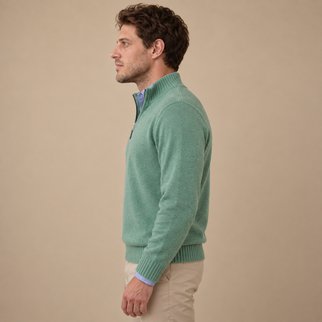 Let herresweater med lynlås