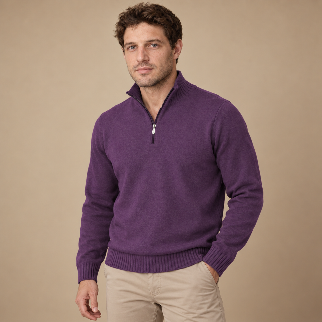 Let herresweater med lynlås