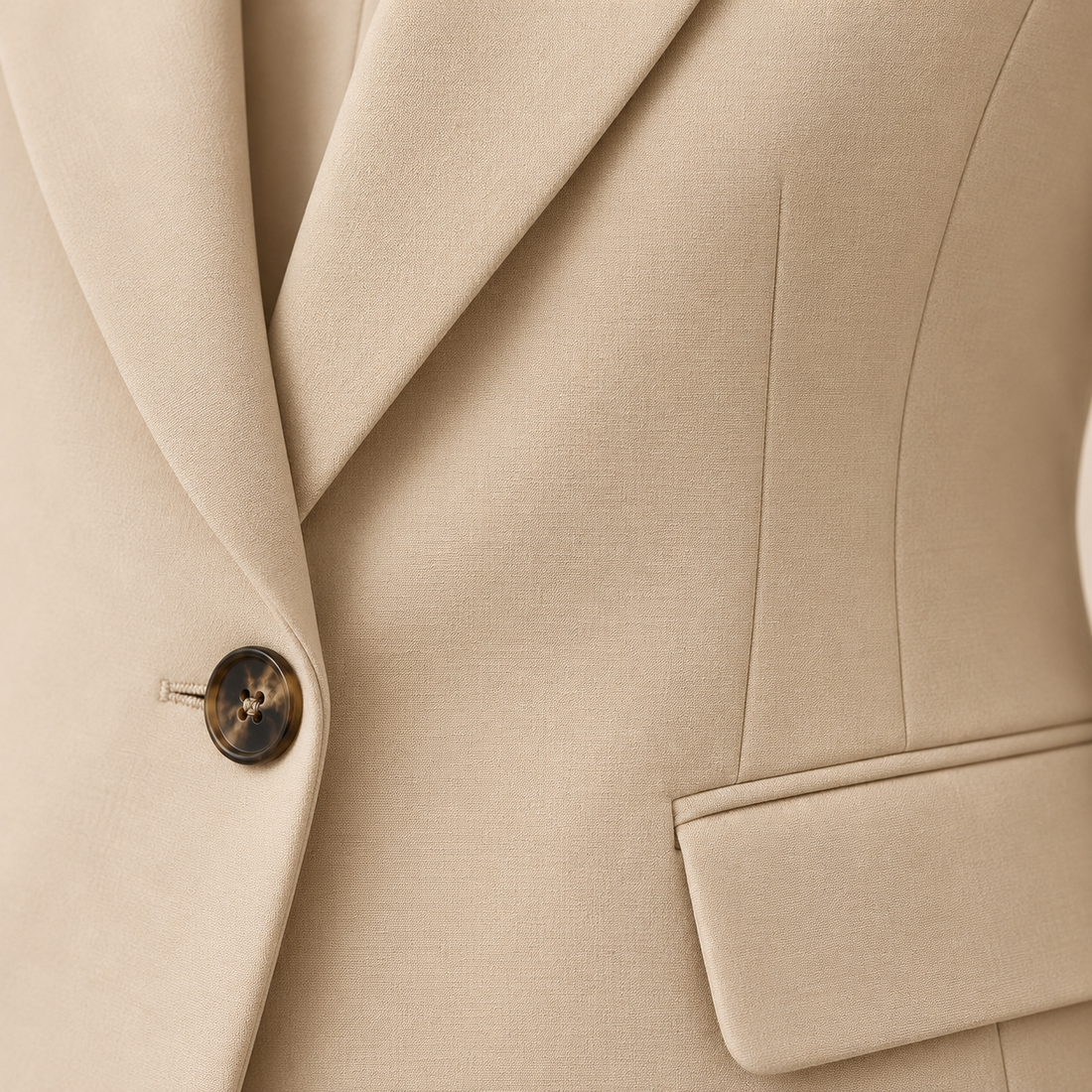 Taljeret blazer til dame med revers og klaplommer