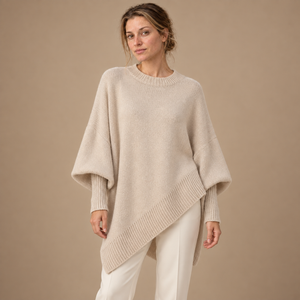 Oversized sweater til dame med asymmetrisk kant