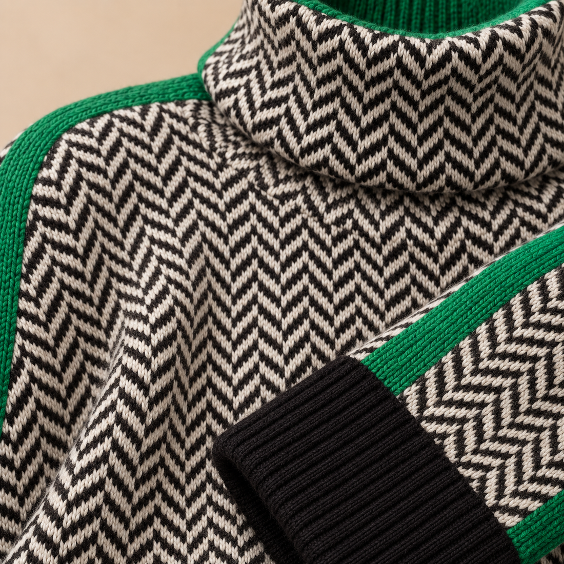 Oversized rullekravesweater til dame med striber