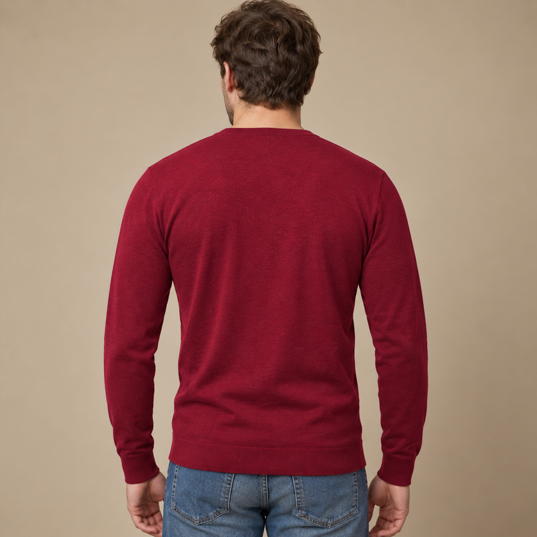 Finstrikket herrecardigan med V-hals og knapper