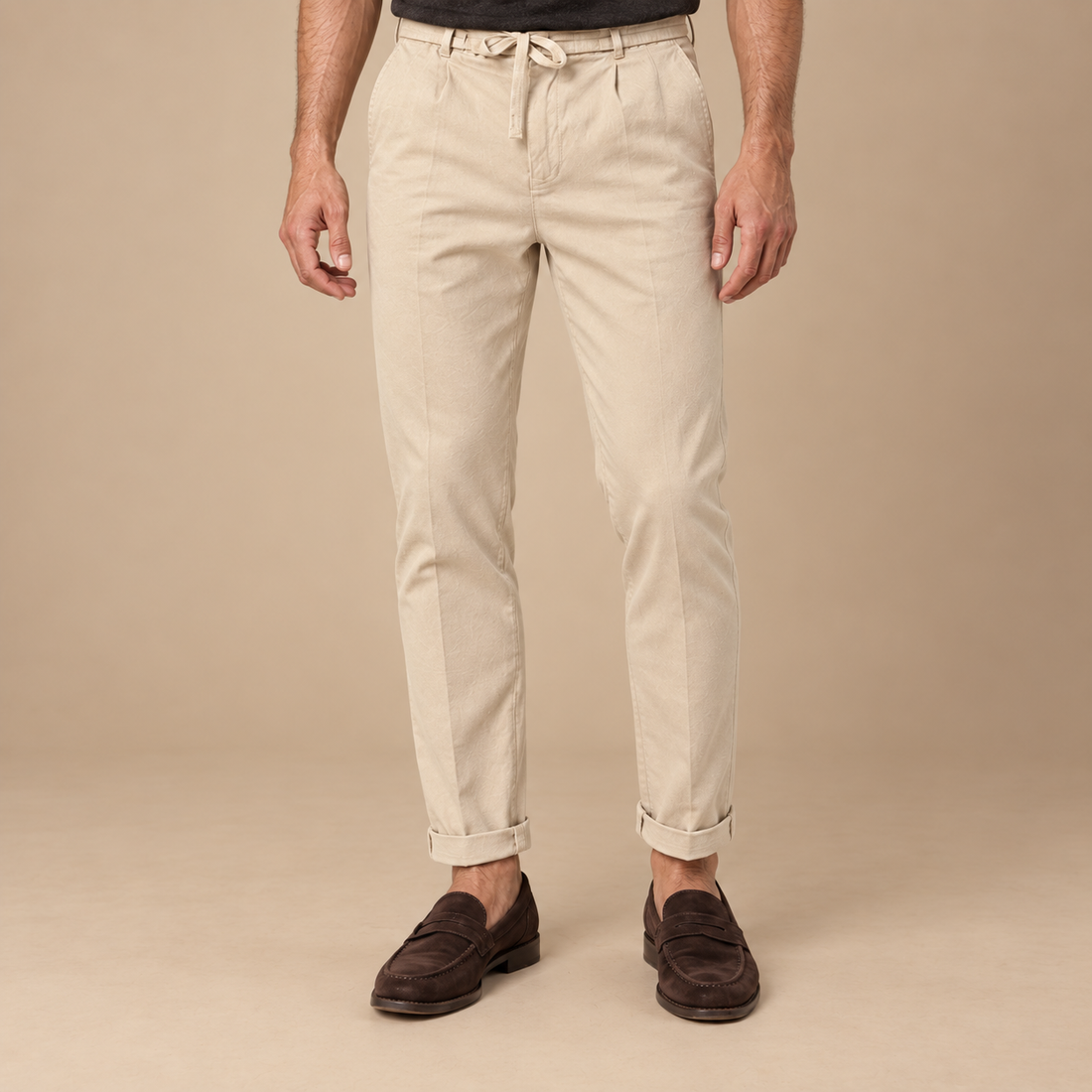 Slim fit herrebukser med læg