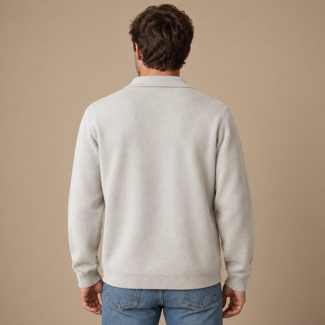 Herrecardigan med lynlås og krave