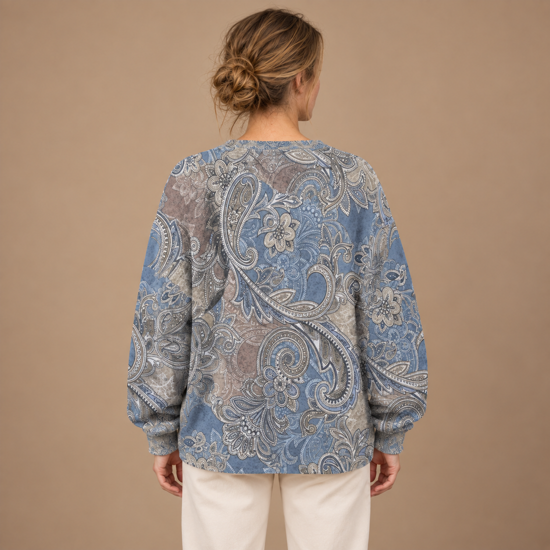 Oversized sweater til dame med dyreprint
