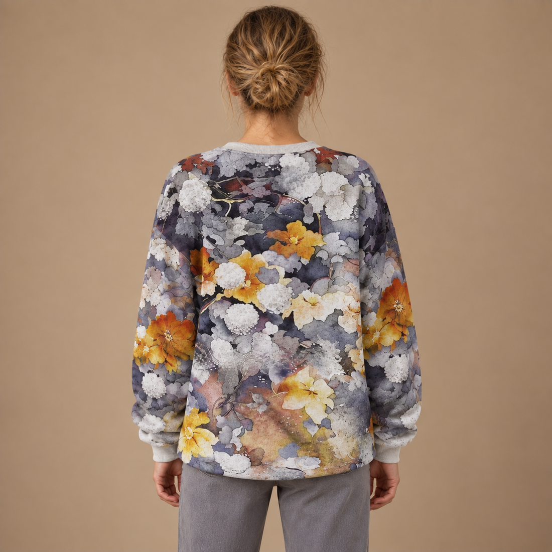Oversized sweater til dame med dyreprint