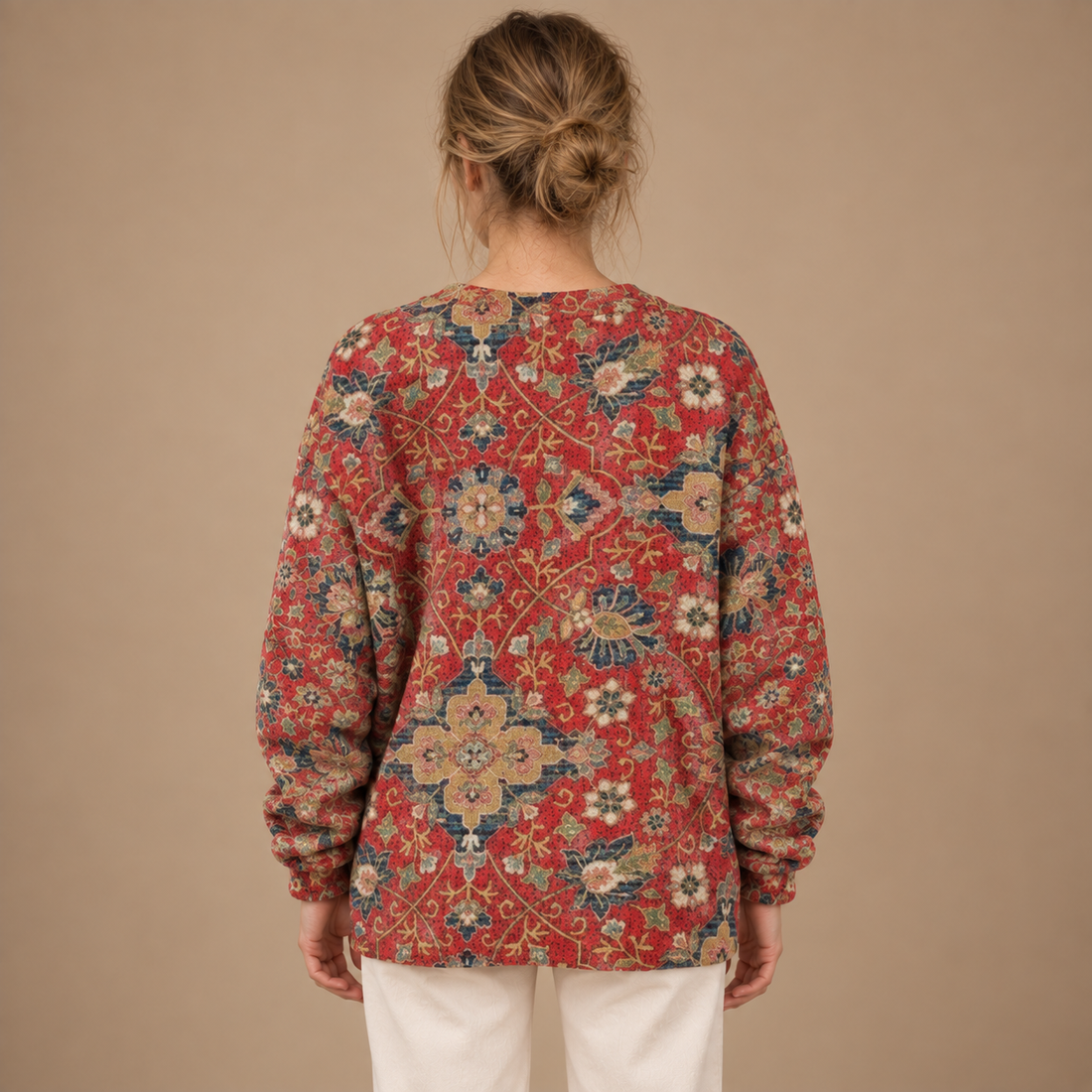Oversized sweater til dame med dyreprint