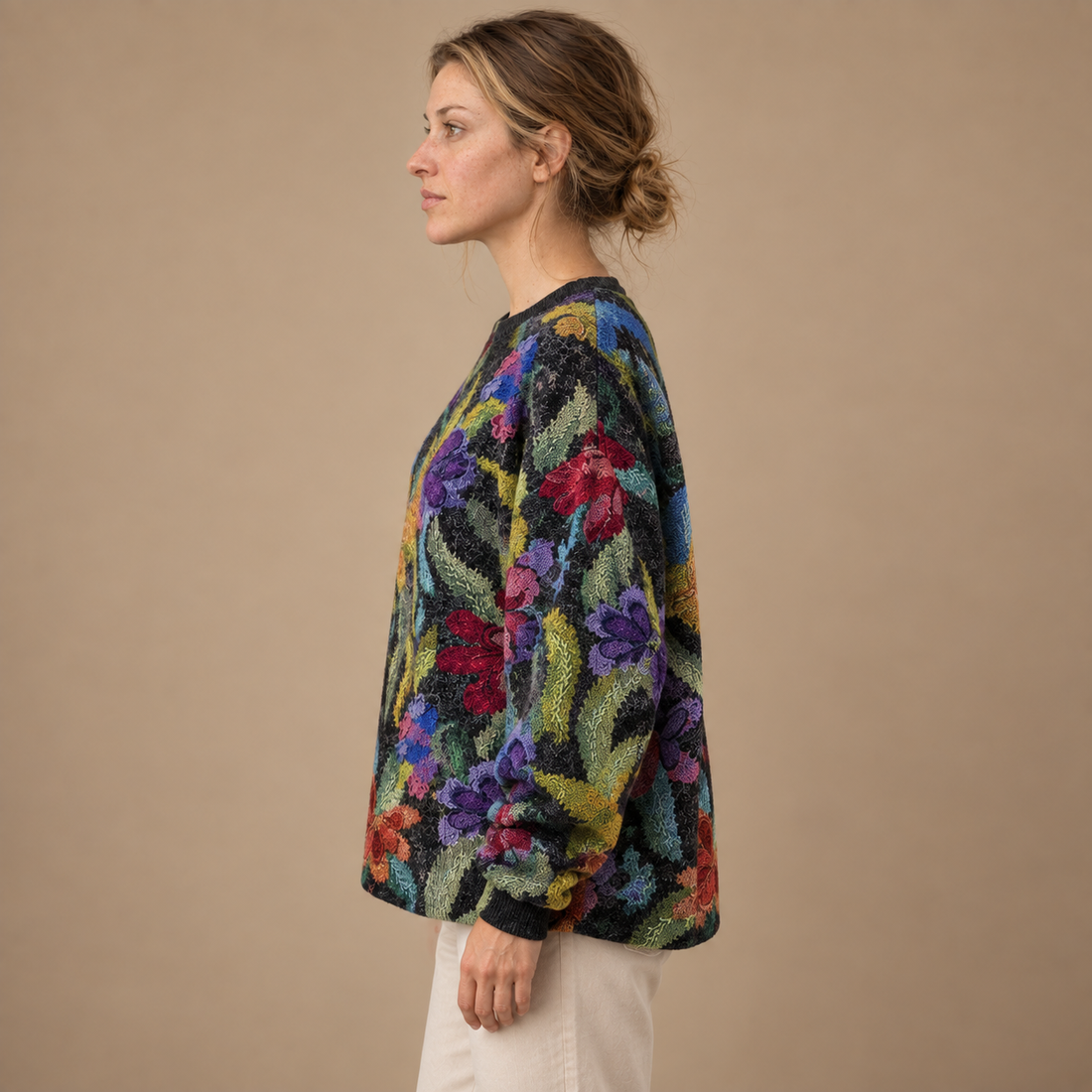 Oversized sweater til dame med dyreprint