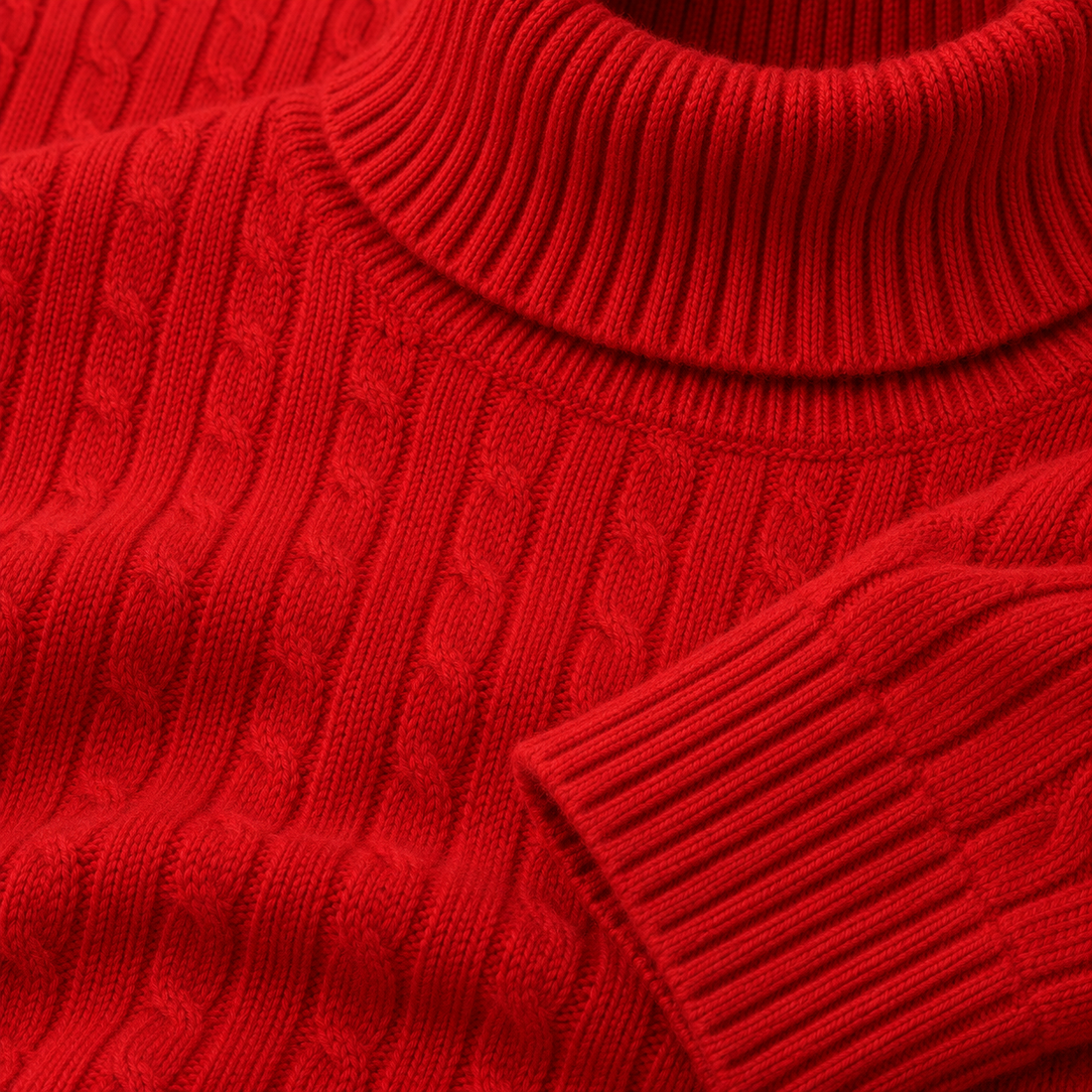 Rullekravesweater til herre i kabelstrik