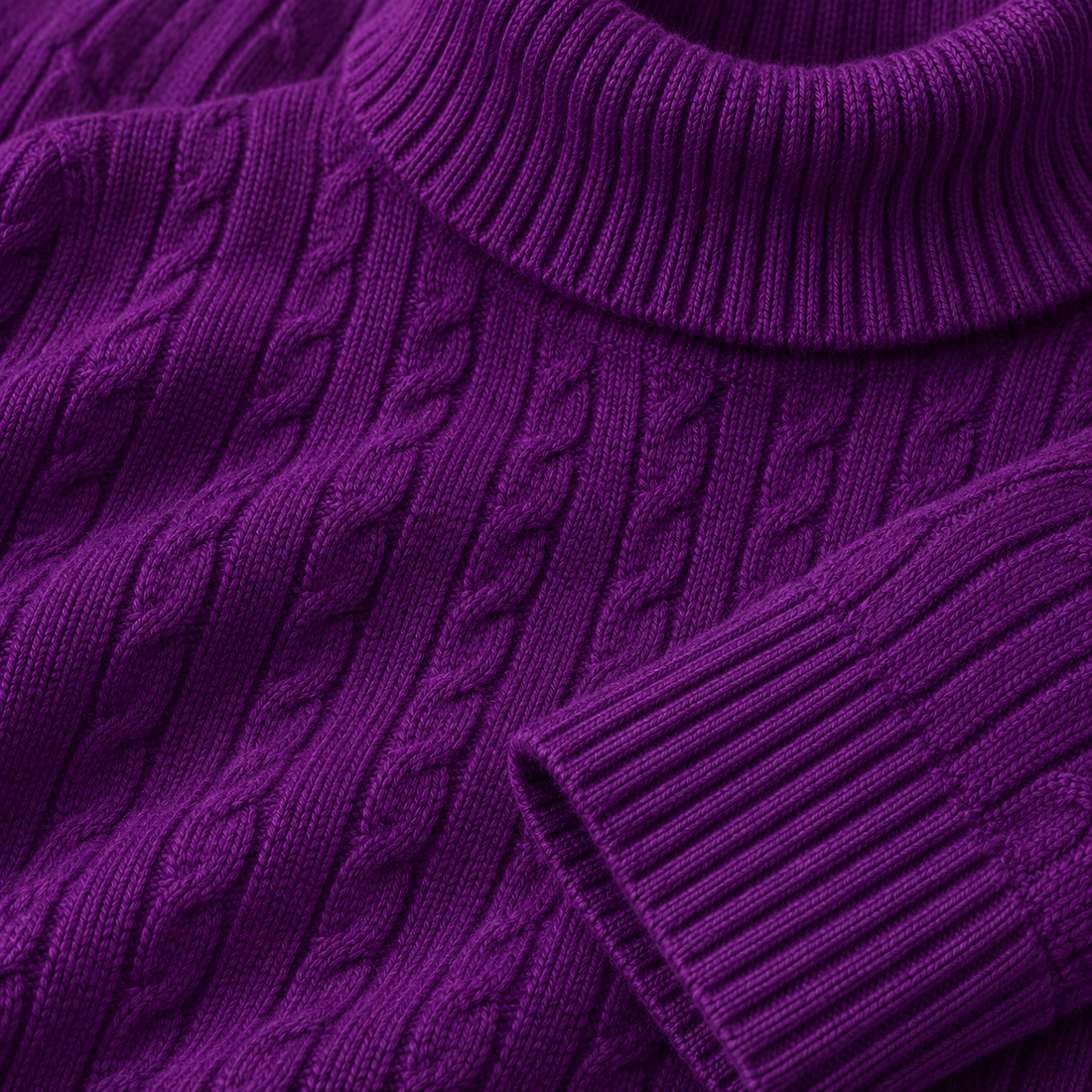 Rullekravesweater til herre i kabelstrik