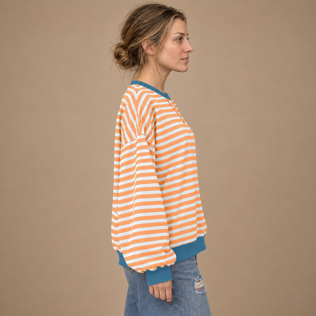 Oversized sweatshirt til dame med retrostriber