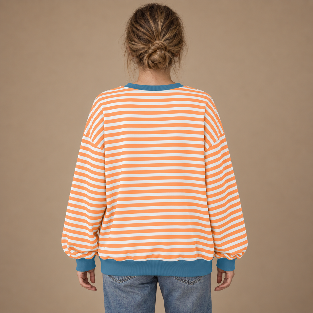Oversized sweatshirt til dame med retrostriber