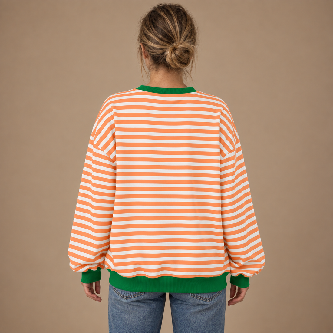 Oversized sweatshirt til dame med retrostriber