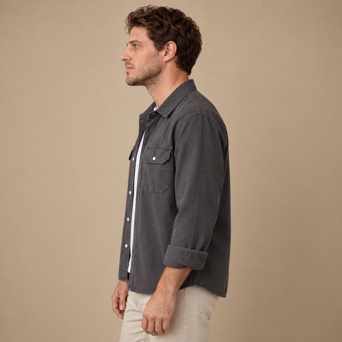 Overshirt til herre med løs pasform