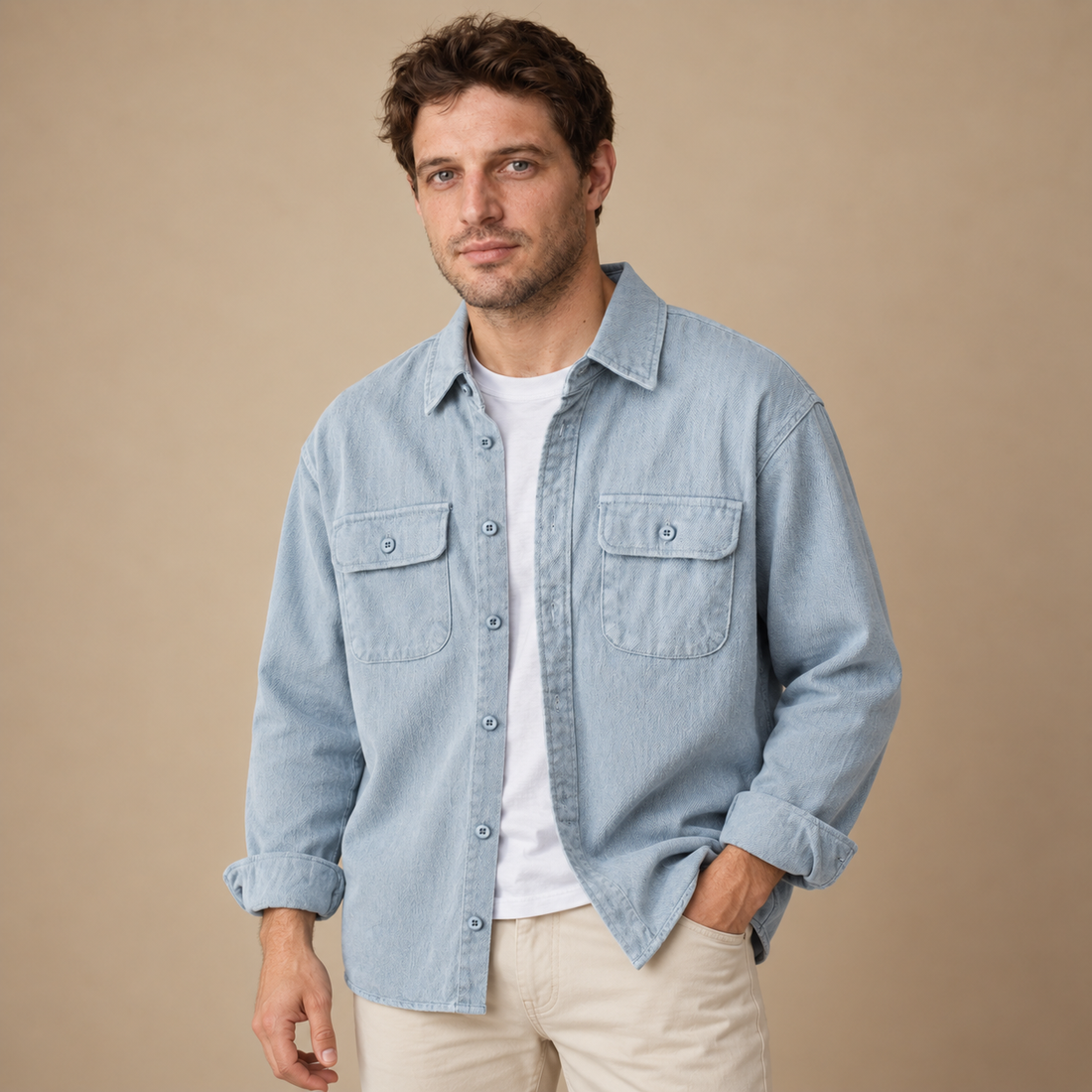 Overshirt til herre med løs pasform