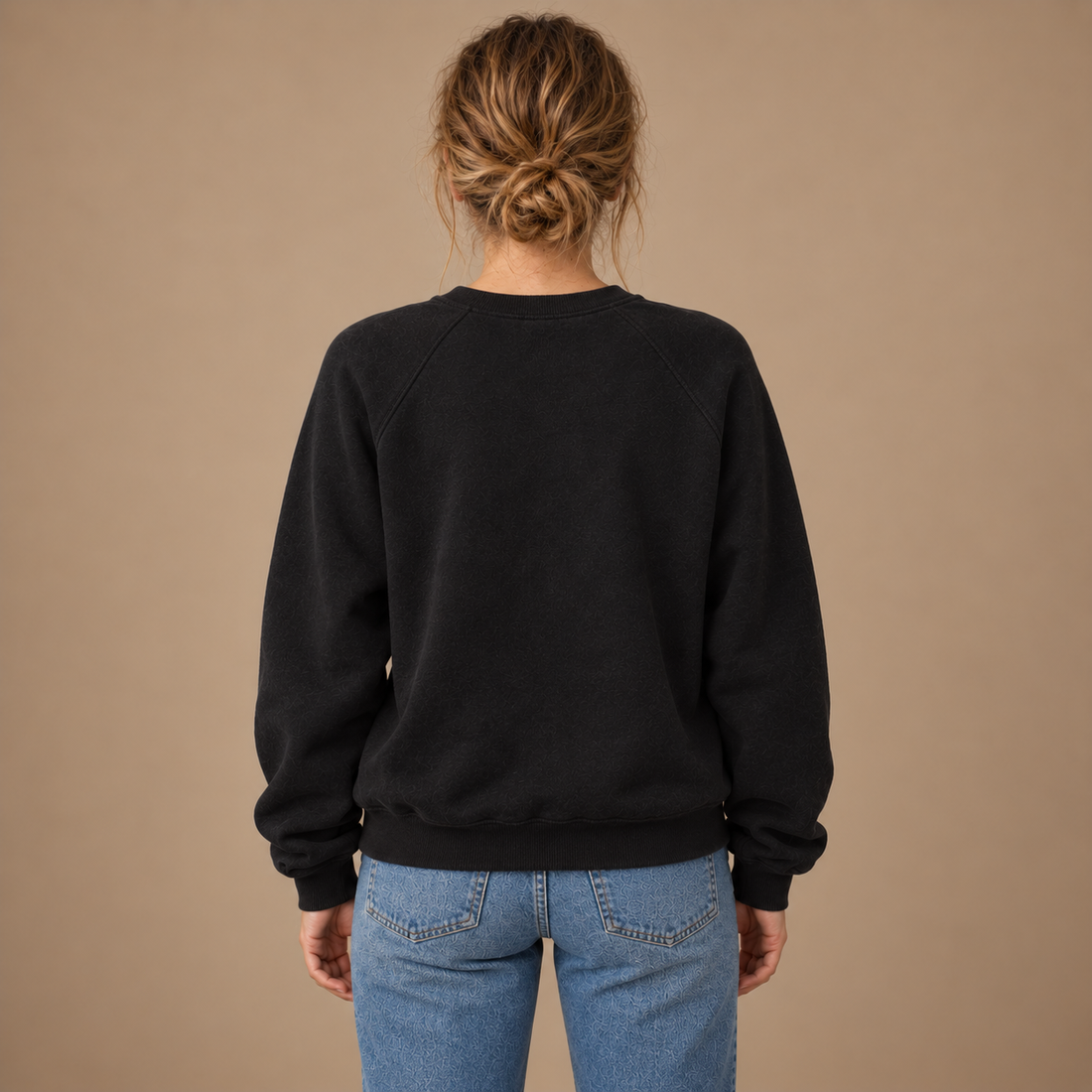 Sweatshirt til dame med raglanærmer og rund hals