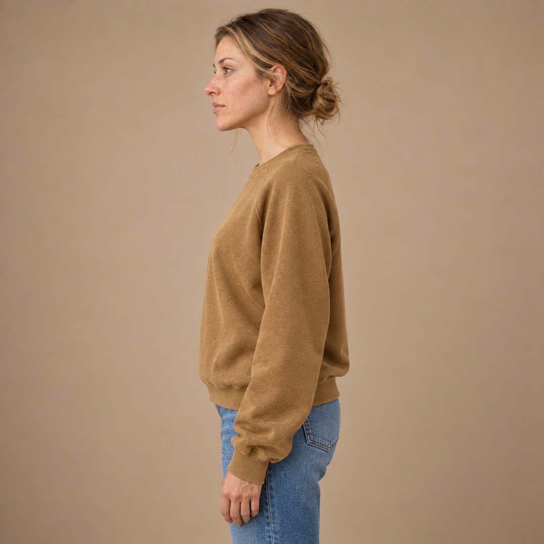 Sweatshirt til dame med raglanærmer og rund hals