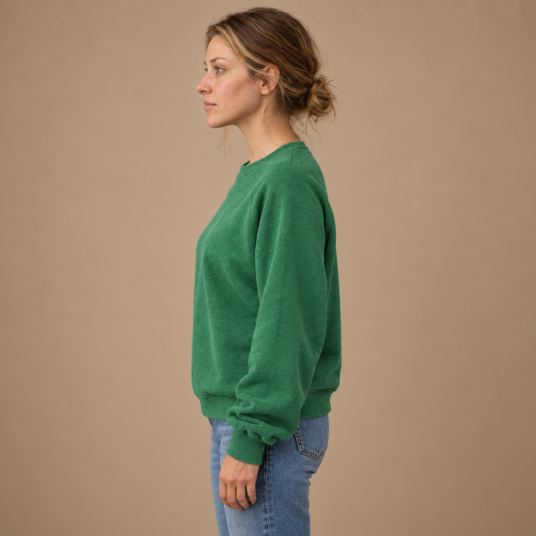 Sweatshirt til dame med raglanærmer og rund hals